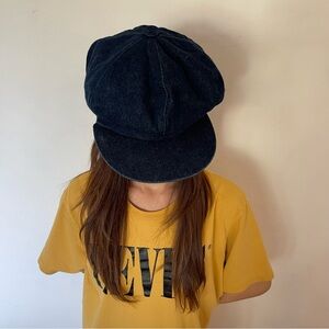 Casual Denim Newsboy Cap in Dark Navy